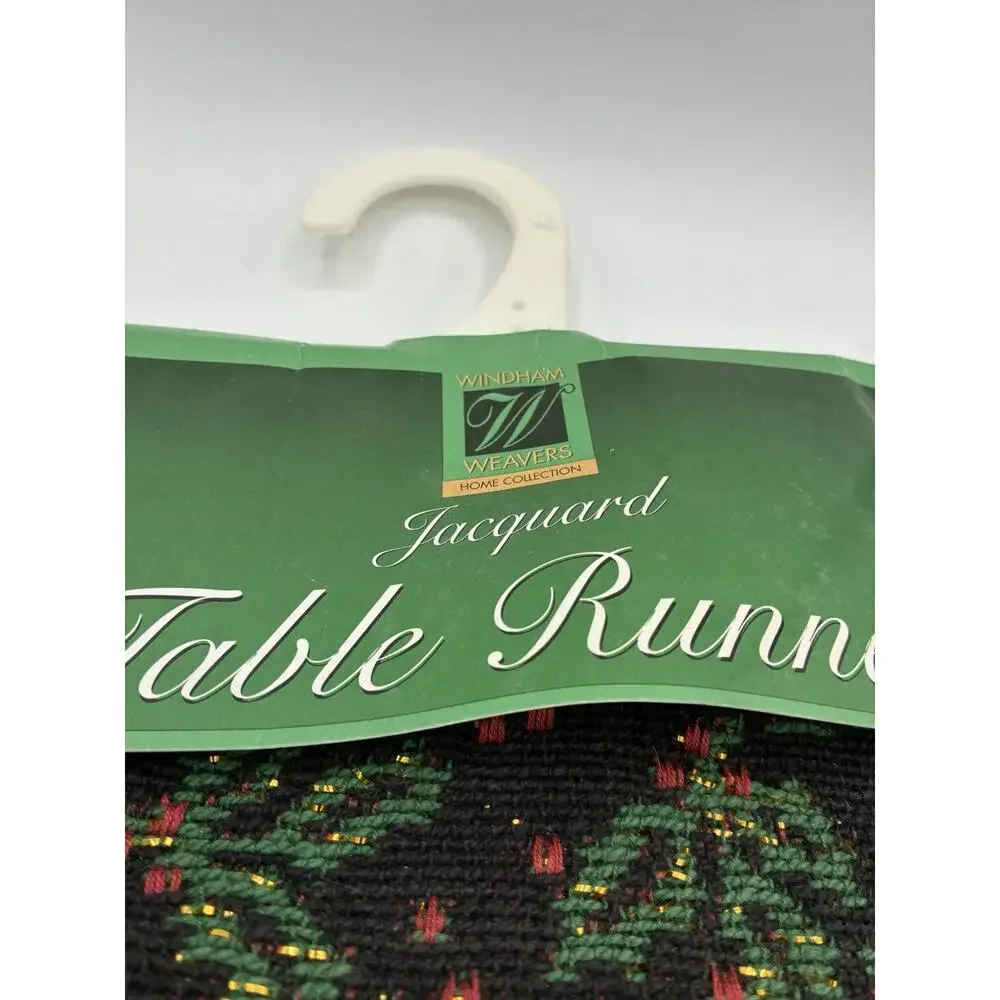 Windham Weavers Christmas Jacquard Table Runner 54” + 2 Placemats NOS
